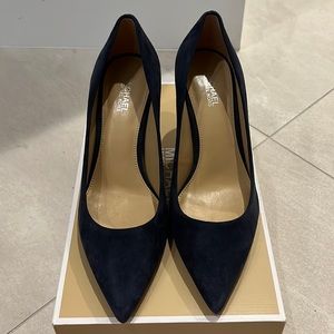 MICHAEL Michael Kors navy blue 3” suede pump. Worn once. Size 5.5 M in box.
